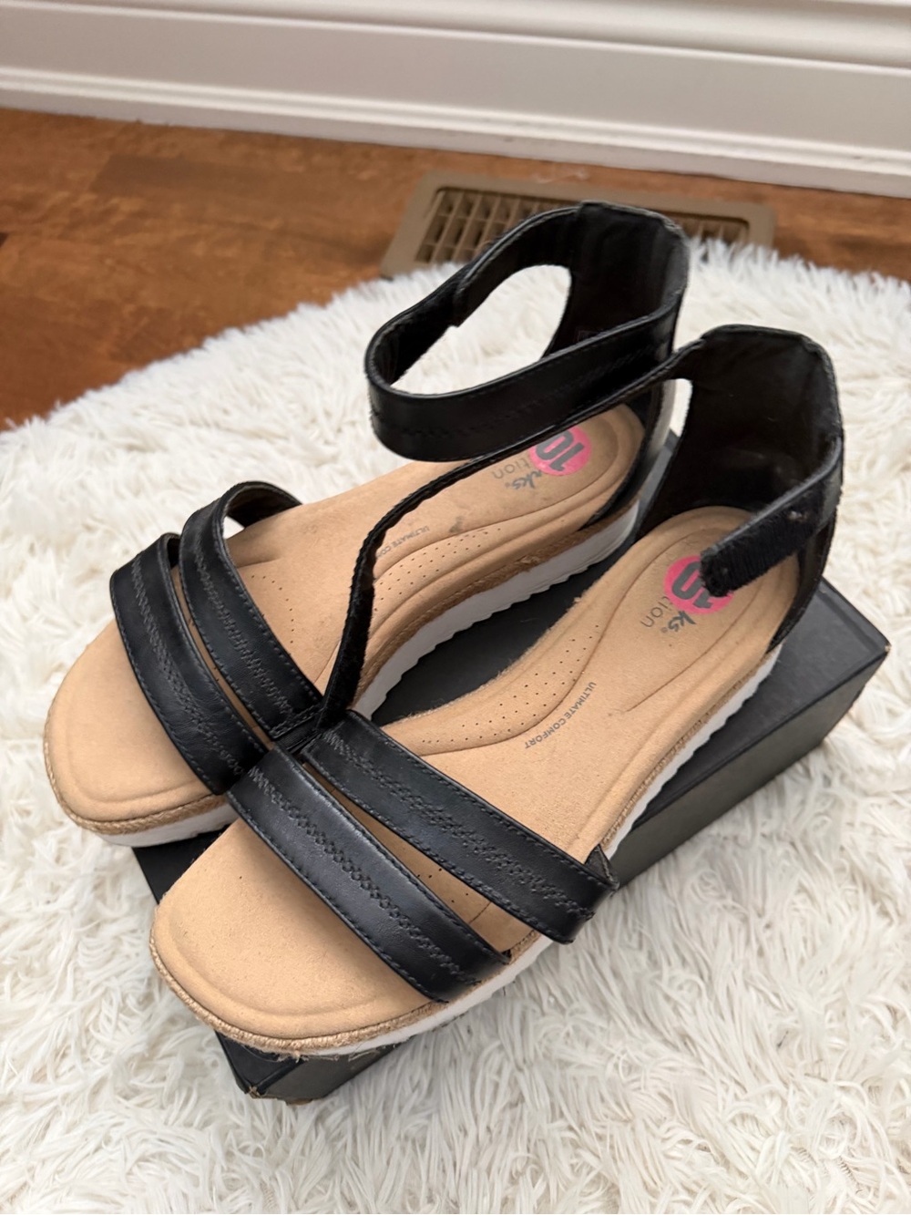 Clarks Women’s Black Ankle-Strap Sandals - Comfort Footbed